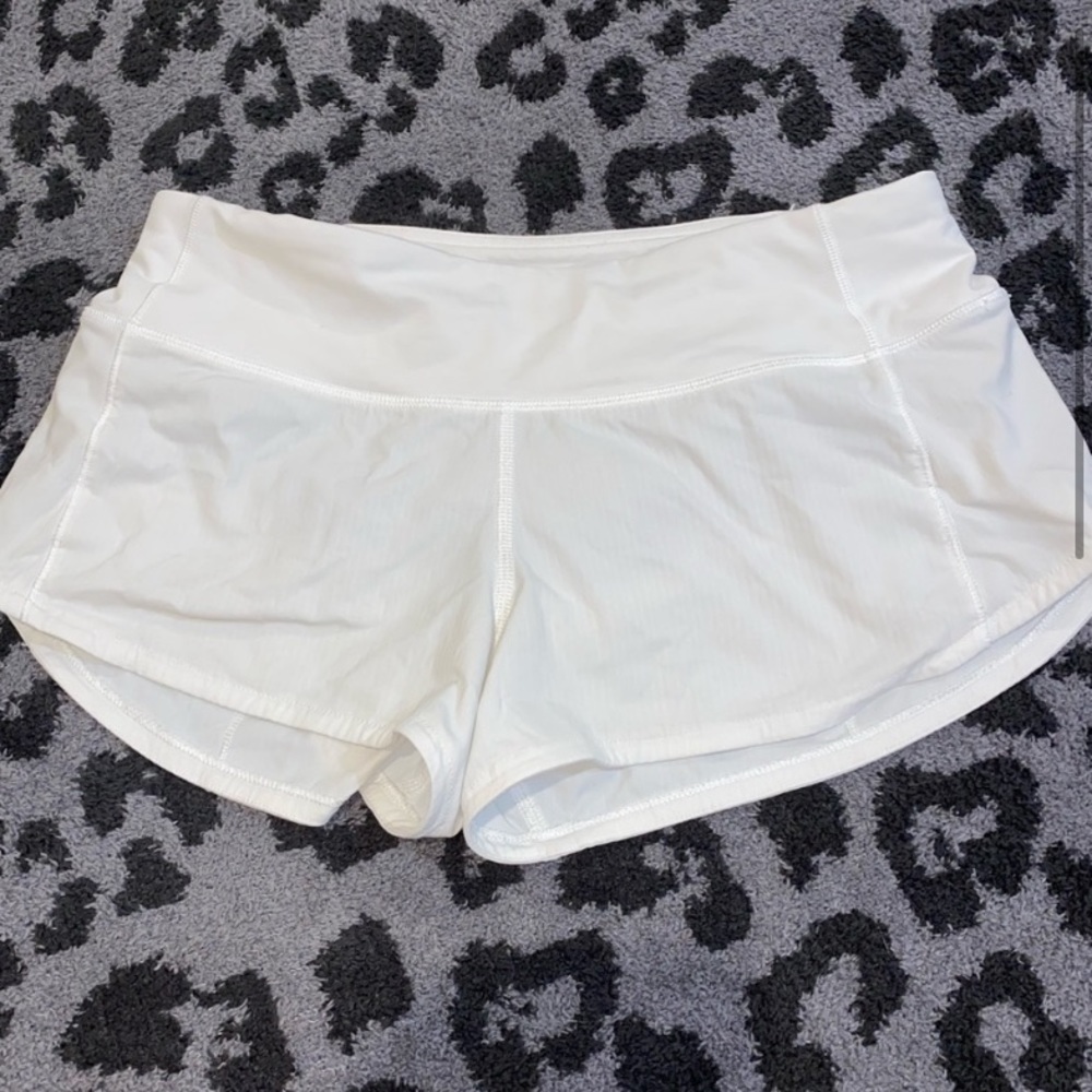 White Lululemon Speed Up Shorts
